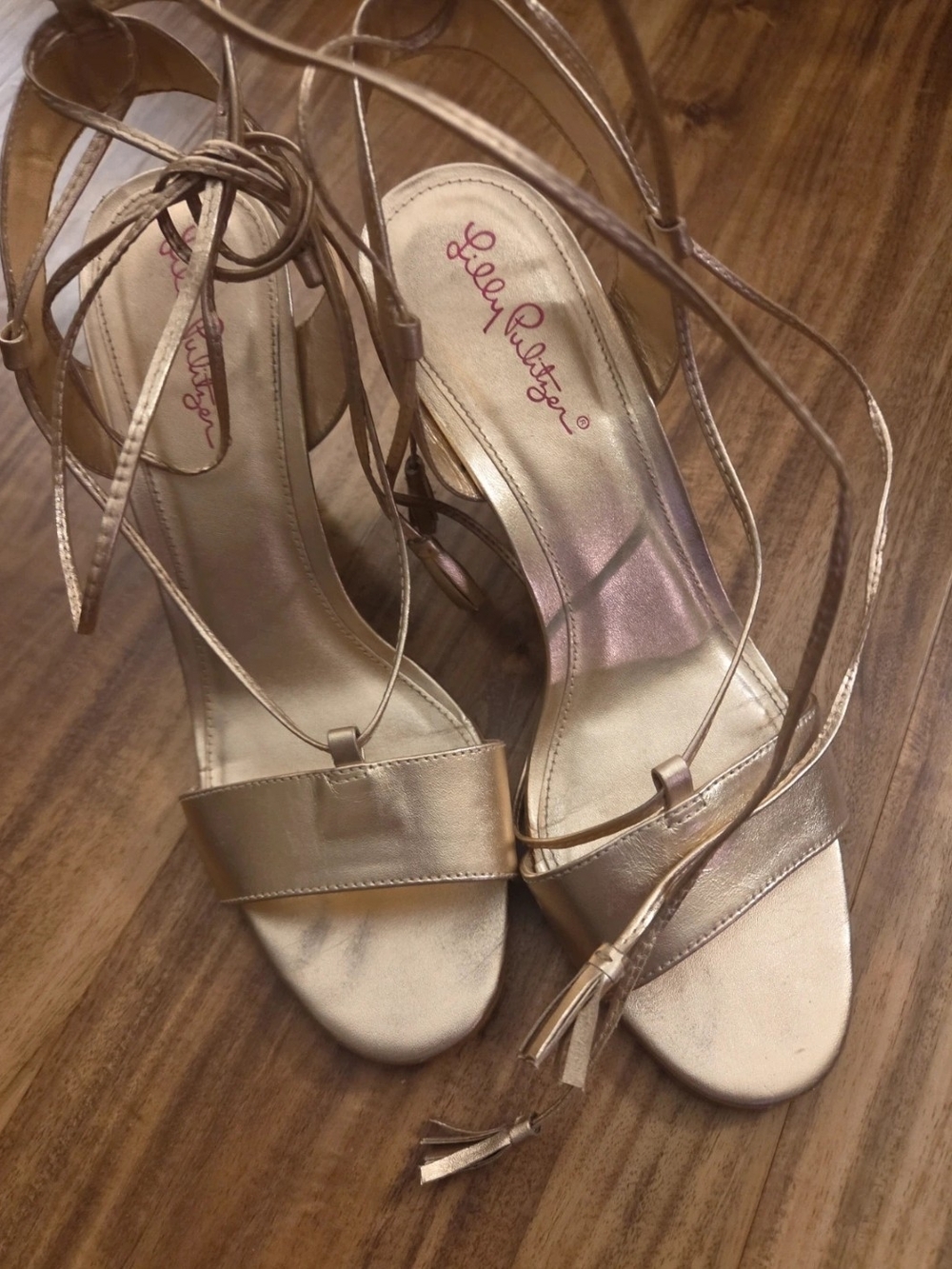 Lilly Pulitzer Rose Gold Lace-Up Heeled Sandals